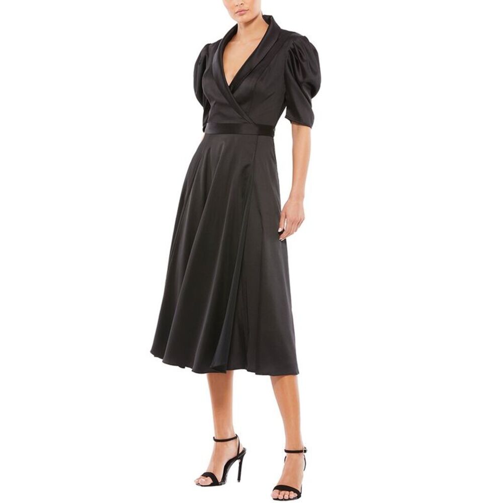 Mac Duggal Womens  Tea Length Dress, Black